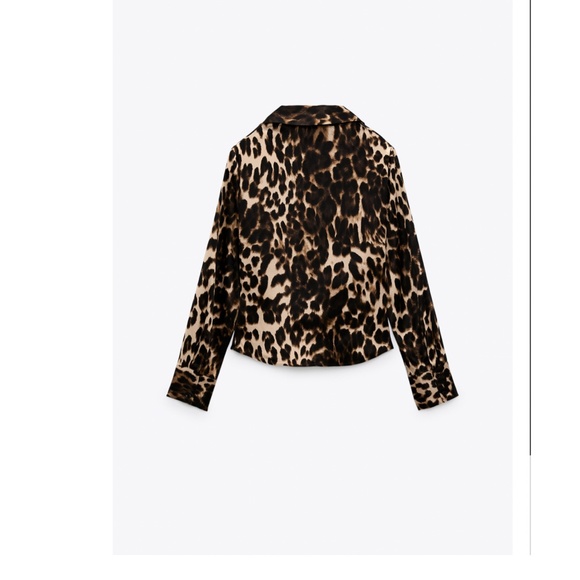 ZARA Pleated Print Blouse, Leopard Print, Size M - Picture 4 of 9